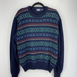 Vintage Knights Bridge Mens Large Crewneck Sweater Wool Blend‎ Fair Isle Grandpa